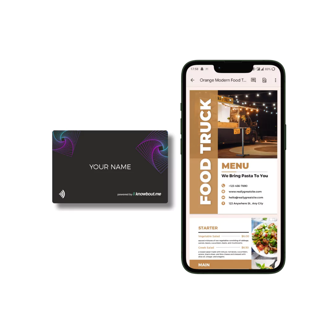 NFC Menu Card in PVC material